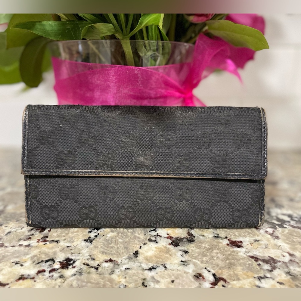 GUCCI Logo GG Black Large Wallet 💯 AUTHENTIC
